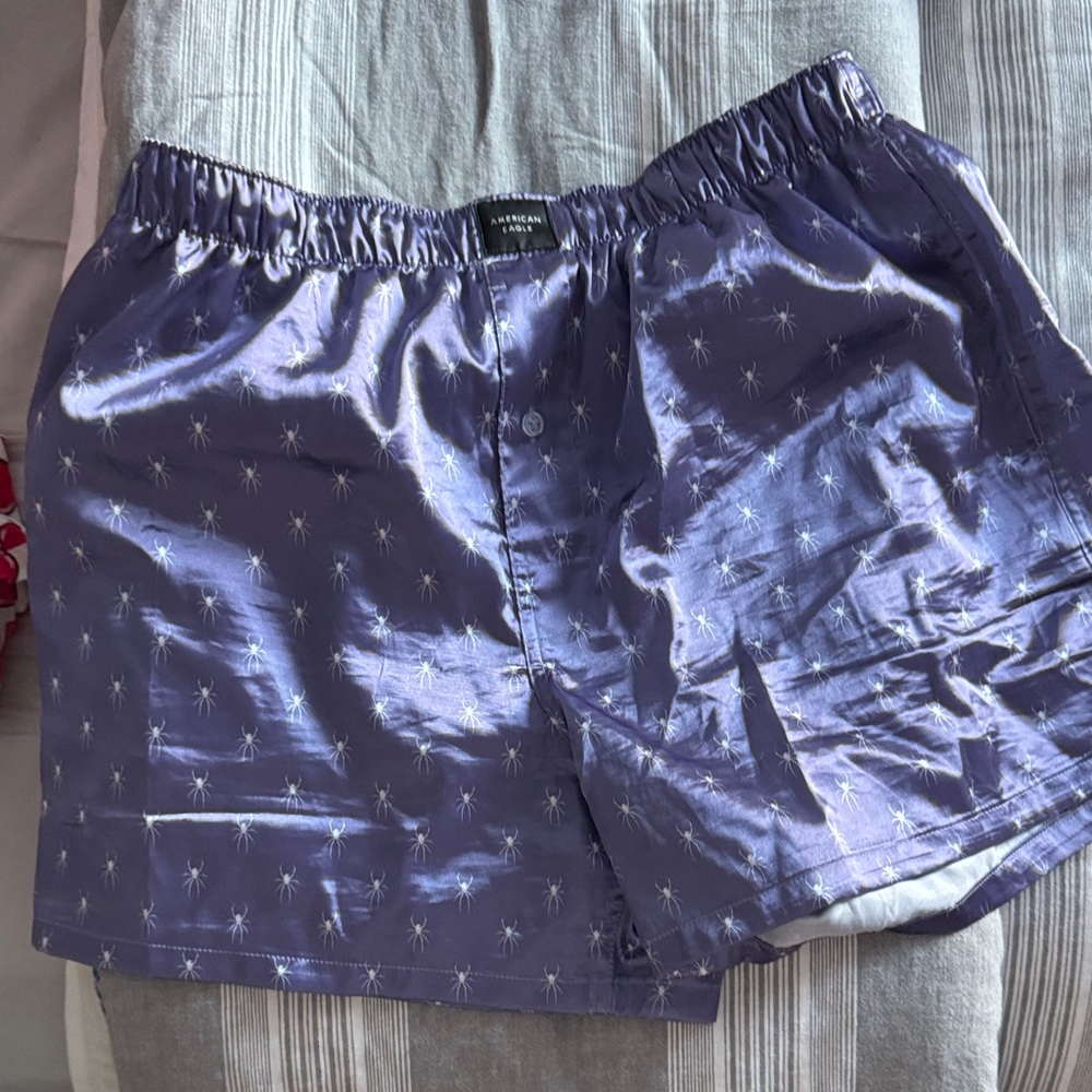 Purple Boxer Shorts with Spider Pattern satin